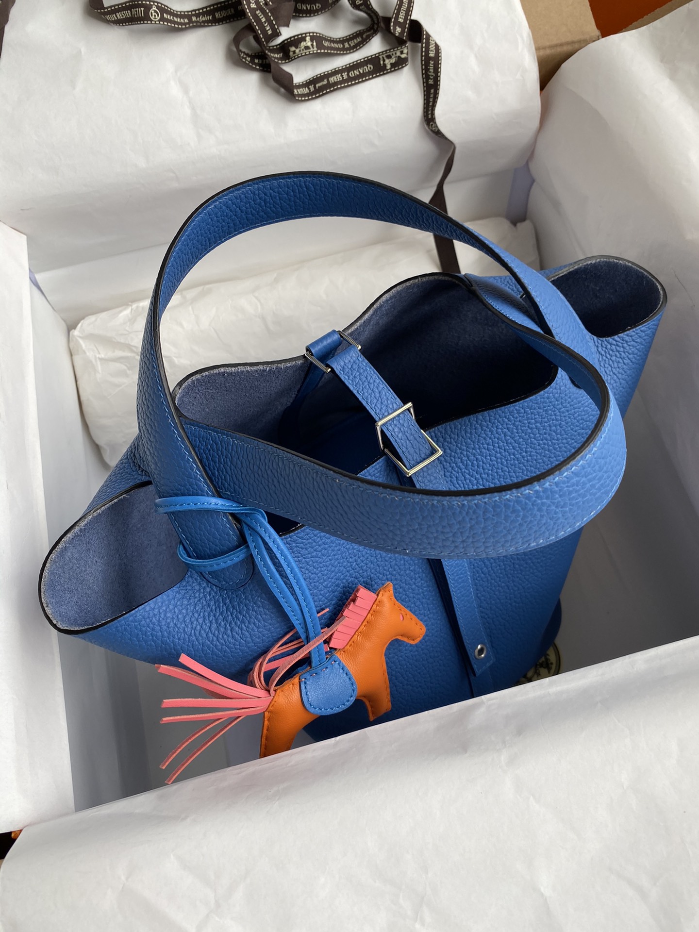 Hermes Picotin Lock 22 Bag In Dark Blue Clemence Leather